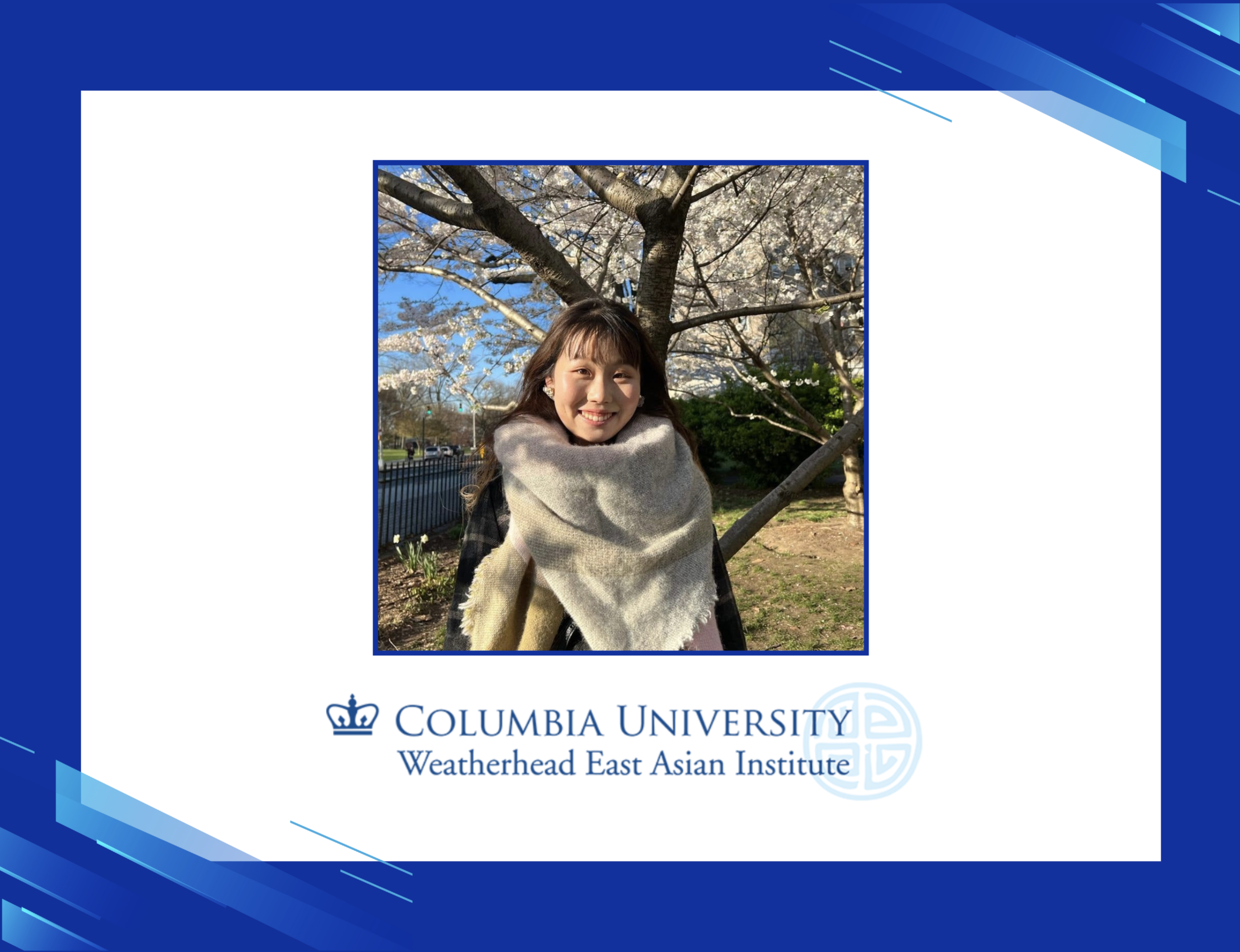 Headshot of Mako Miura with logo for Weatherhead Institute